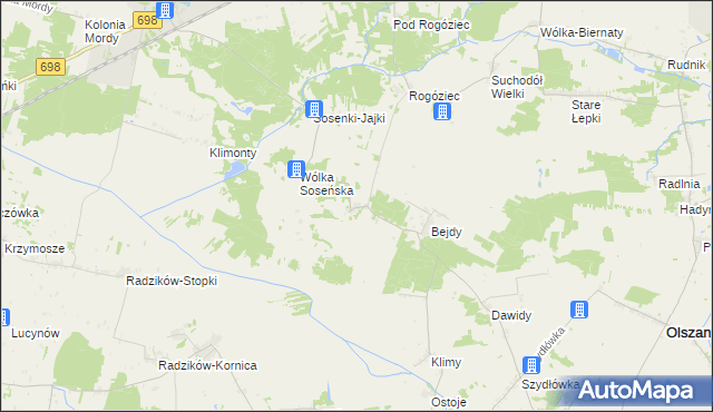 mapa Ptaszki, Ptaszki na mapie Targeo