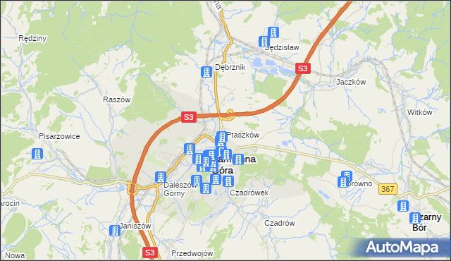 mapa Ptaszków, Ptaszków na mapie Targeo