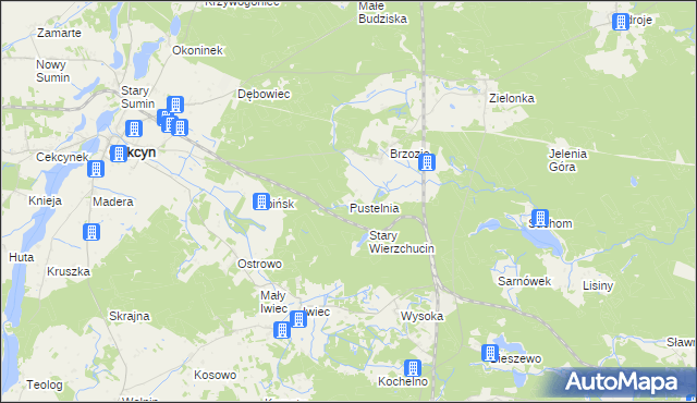 mapa Pustelnia gmina Cekcyn, Pustelnia gmina Cekcyn na mapie Targeo