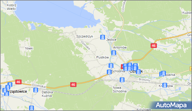 mapa Pustków gmina Ozimek, Pustków gmina Ozimek na mapie Targeo