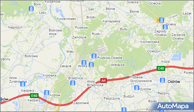 mapa Pustków-Osiedle, Pustków-Osiedle na mapie Targeo