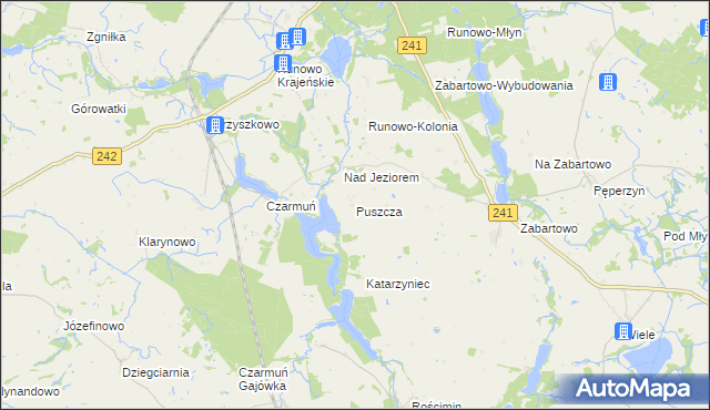 mapa Puszcza gmina Więcbork, Puszcza gmina Więcbork na mapie Targeo
