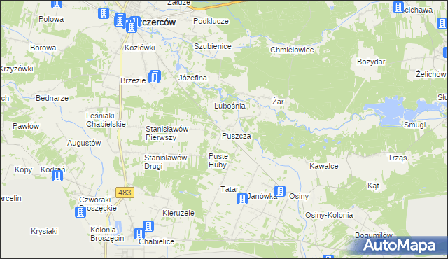 mapa Puszcza Osińska, Puszcza Osińska na mapie Targeo