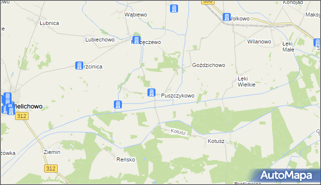 mapa Puszczykowo gmina Kamieniec, Puszczykowo gmina Kamieniec na mapie Targeo