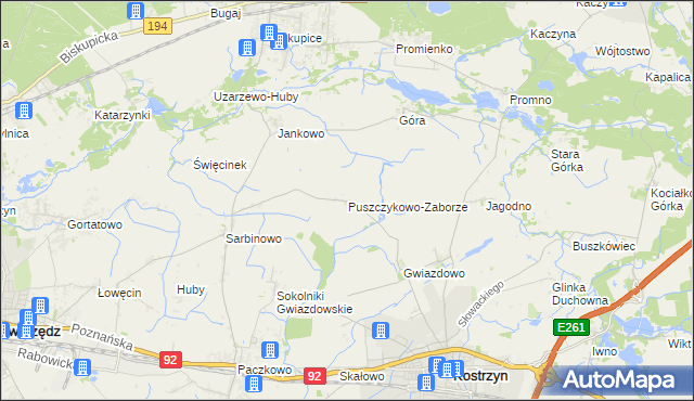 mapa Puszczykowo-Zaborze, Puszczykowo-Zaborze na mapie Targeo