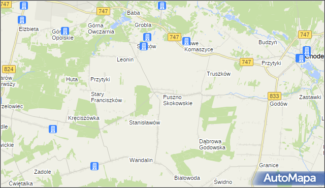 mapa Puszno Skokowskie, Puszno Skokowskie na mapie Targeo