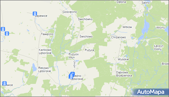 mapa Pużyce, Pużyce na mapie Targeo