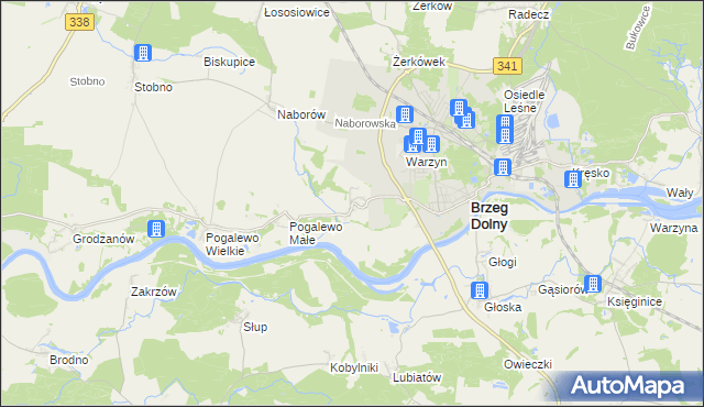 mapa Pysząca gmina Brzeg Dolny, Pysząca gmina Brzeg Dolny na mapie Targeo