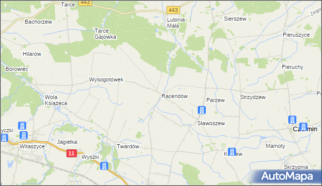 mapa Racendów, Racendów na mapie Targeo