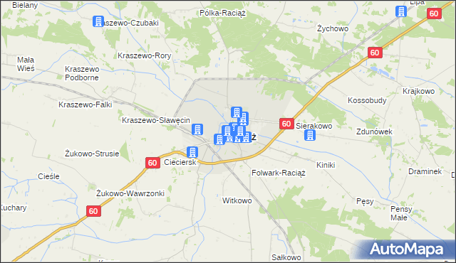 mapa Raciąż powiat płoński, Raciąż powiat płoński na mapie Targeo