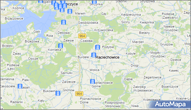 mapa Raciechowice, Raciechowice na mapie Targeo