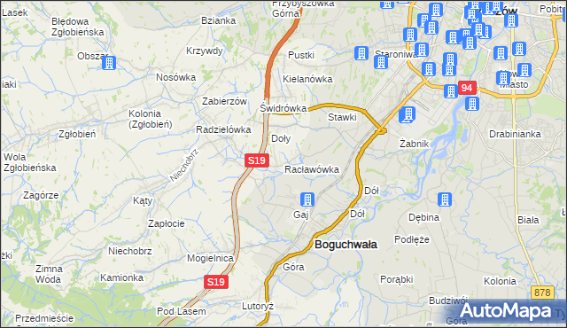 mapa Racławówka, Racławówka na mapie Targeo