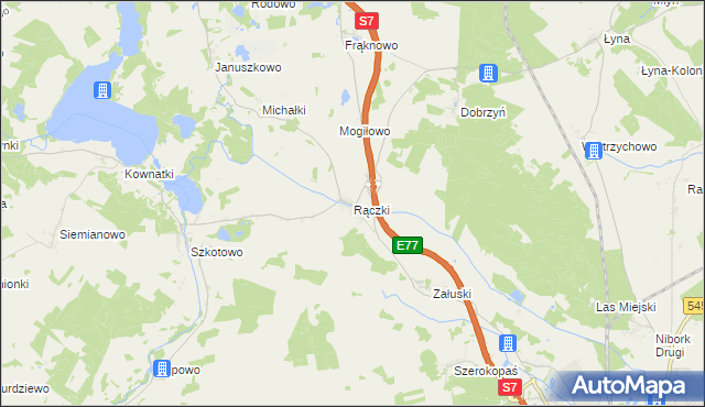 mapa Rączki gmina Nidzica, Rączki gmina Nidzica na mapie Targeo