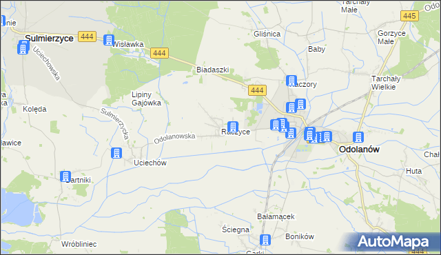 mapa Raczyce gmina Odolanów, Raczyce gmina Odolanów na mapie Targeo