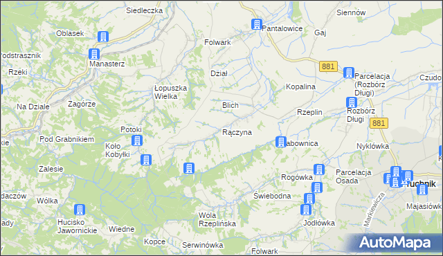 mapa Rączyna, Rączyna na mapie Targeo