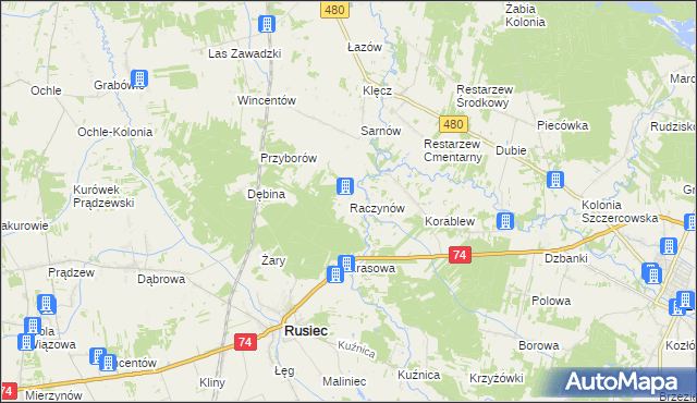 mapa Raczynów, Raczynów na mapie Targeo