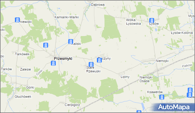 mapa Raczyny gmina Przesmyki, Raczyny gmina Przesmyki na mapie Targeo