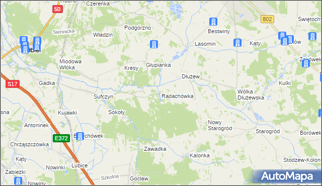 mapa Radachówka, Radachówka na mapie Targeo