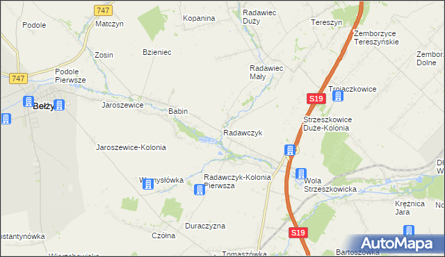 mapa Radawczyk gmina Niedrzwica Duża, Radawczyk gmina Niedrzwica Duża na mapie Targeo