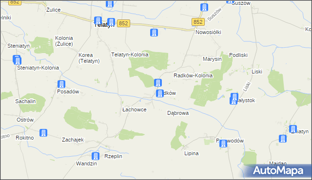 mapa Radków gmina Telatyn, Radków gmina Telatyn na mapie Targeo