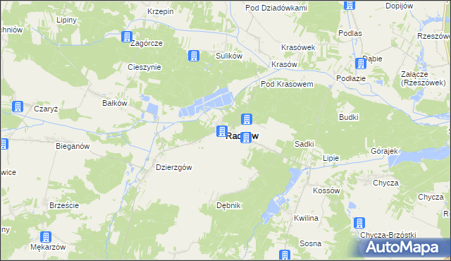 mapa Radków powiat włoszczowski, Radków powiat włoszczowski na mapie Targeo