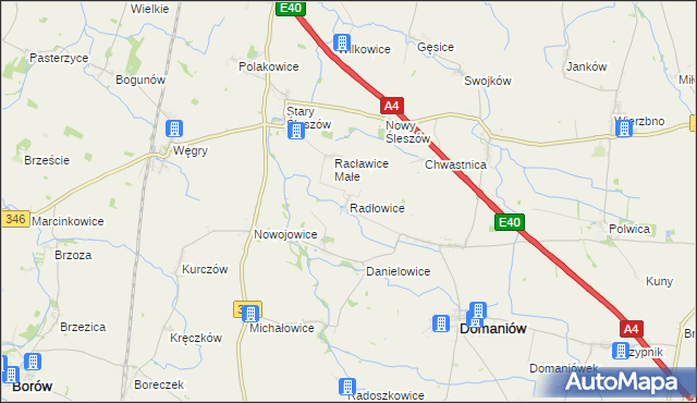 mapa Radłowice, Radłowice na mapie Targeo