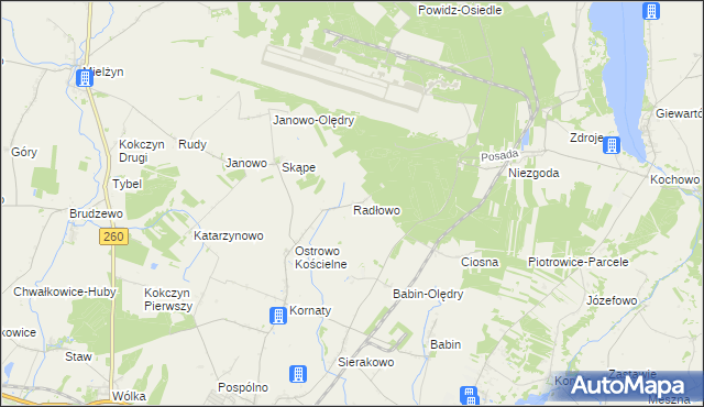 mapa Radłowo gmina Strzałkowo, Radłowo gmina Strzałkowo na mapie Targeo