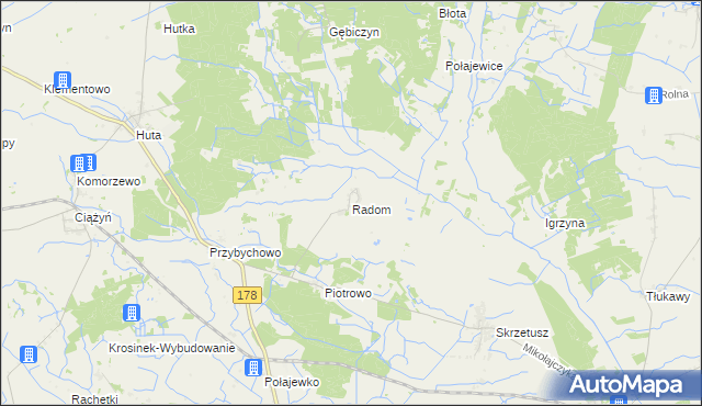 mapa Radom gmina Ryczywół, Radom gmina Ryczywół na mapie Targeo