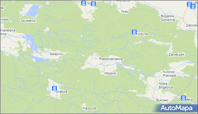 mapa Radomierowice, Radomierowice na mapie Targeo