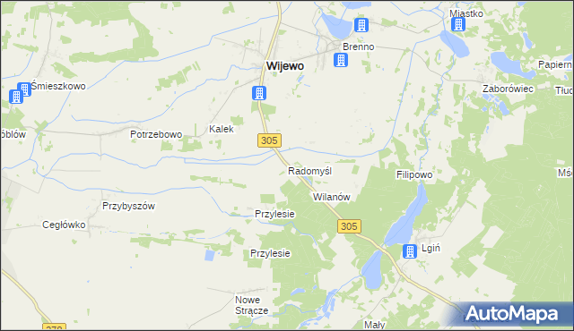 mapa Radomyśl gmina Wijewo, Radomyśl gmina Wijewo na mapie Targeo