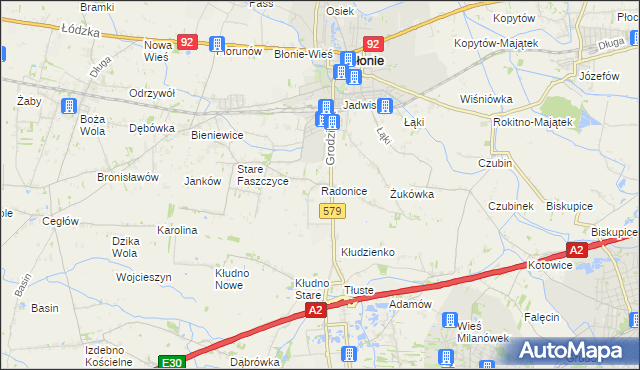 mapa Radonice, Radonice na mapie Targeo