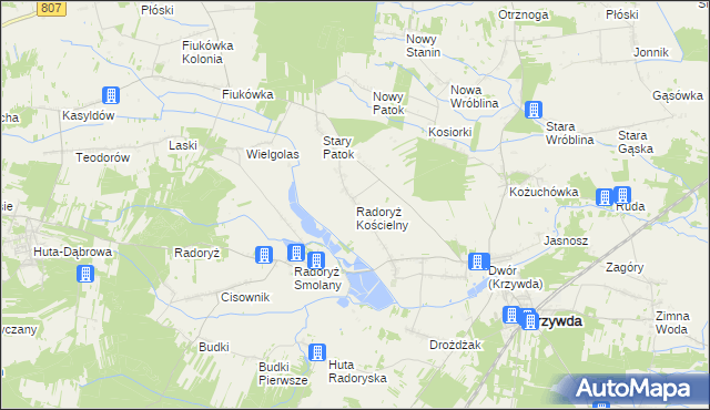 mapa Radoryż Kościelny, Radoryż Kościelny na mapie Targeo