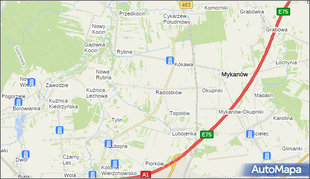 mapa Radostków, Radostków na mapie Targeo