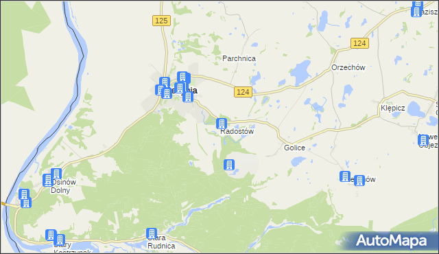 mapa Radostów gmina Cedynia, Radostów gmina Cedynia na mapie Targeo