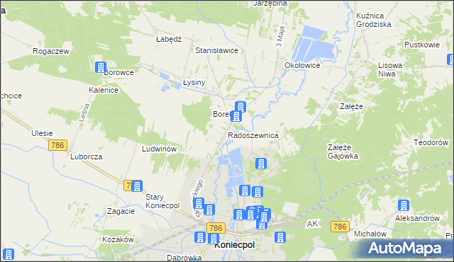 mapa Radoszewnica, Radoszewnica na mapie Targeo