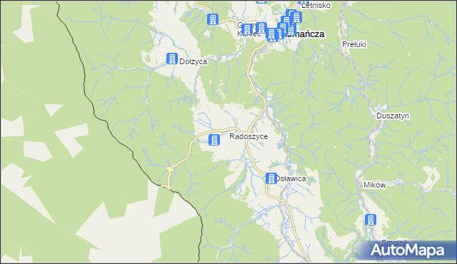 mapa Radoszyce gmina Komańcza, Radoszyce gmina Komańcza na mapie Targeo