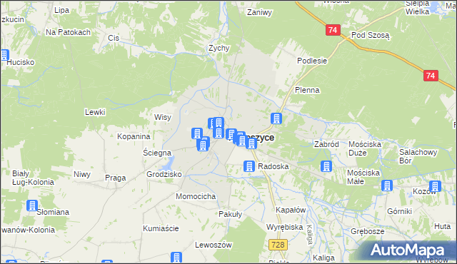 mapa Radoszyce powiat konecki, Radoszyce powiat konecki na mapie Targeo