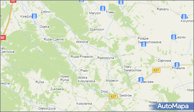 mapa Radoszyna, Radoszyna na mapie Targeo