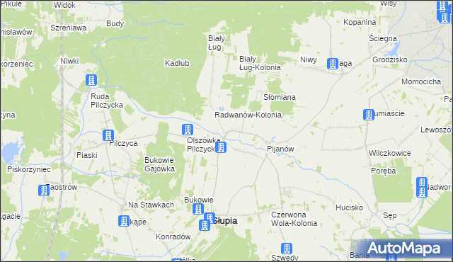 mapa Radwanów gmina Słupia Konecka, Radwanów gmina Słupia Konecka na mapie Targeo