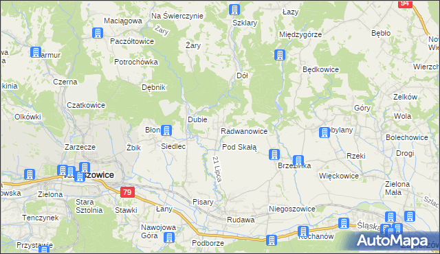 mapa Radwanowice, Radwanowice na mapie Targeo