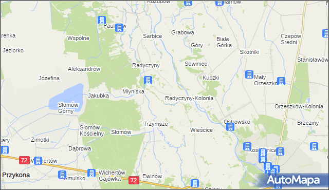 mapa Radyczyny-Kolonia, Radyczyny-Kolonia na mapie Targeo