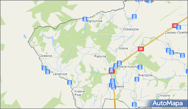 mapa Radynia, Radynia na mapie Targeo