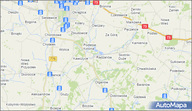 mapa Radzanów gmina Busko-Zdrój, Radzanów gmina Busko-Zdrój na mapie Targeo