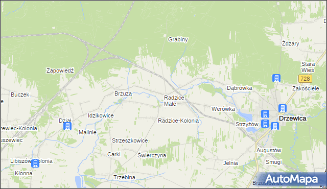 mapa Radzice Małe, Radzice Małe na mapie Targeo