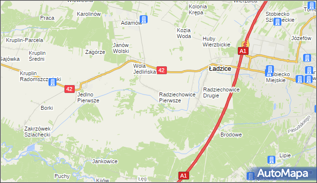 mapa Radziechowice Pierwsze, Radziechowice Pierwsze na mapie Targeo