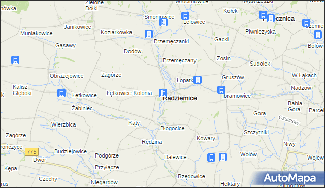 mapa Radziemice, Radziemice na mapie Targeo