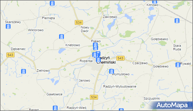 mapa Radzyń Chełmiński, Radzyń Chełmiński na mapie Targeo