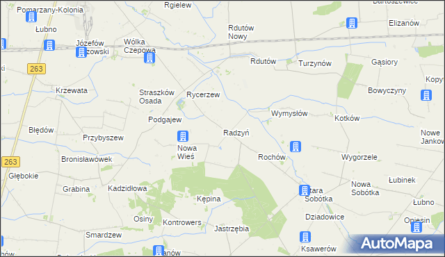 mapa Radzyń gmina Grabów, Radzyń gmina Grabów na mapie Targeo