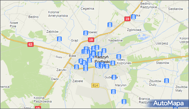 mapa Radzyń Podlaski, Radzyń Podlaski na mapie Targeo