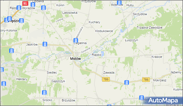 mapa Rajsko gmina Mstów, Rajsko gmina Mstów na mapie Targeo